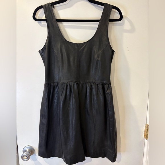 Zara Dresses & Skirts - 100% Lamb Leather Zara Black Sleeveless Fit & Flare Mini Dress Size M